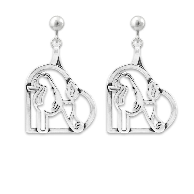 Poodle Heart Clip-On Earrings in Sterling Silver.