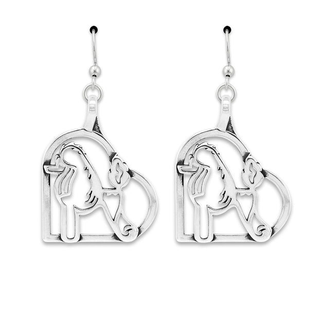 Poodle Heart Earrings in Sterling Silver in French Hook.