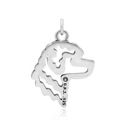 Portuguese Water Dog Pendant Head Design in Sterling Silver Back Side View.