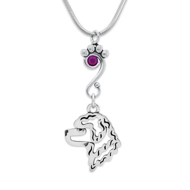 Crystal Portuguese Water Dog Necklace, Head