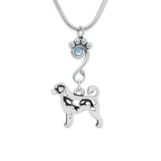 Crystal Portuguese Water Dog Necklace, Retriever Cut Body