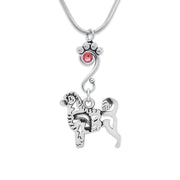 Crystal Portuguese Water Dog Necklace, Lion Cut Body