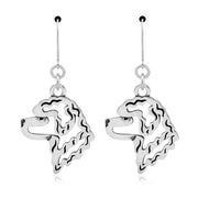 Portuguese Water Dog Earrings Head Design in Sterling Silver in Leverback.