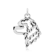 Portuguese Water Dog Pendant Head Design in Sterling Silver.