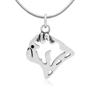 Pug Necklace Head Design in Sterling Silver on Snake Chain.