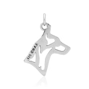 Rat Terrier Pendant Head Design in Sterling Silver Back Side View.