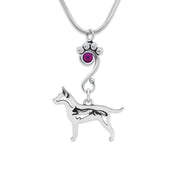 Rat Terrier Birthstone Necklace, w/Squirrel Long Tail Body