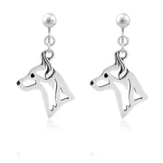 Rat Terrier Clip-On Earrings Head Design in Sterling Silver.