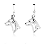 Rat Terrier Earrings Head Design in Sterling Silver in French Hook.