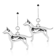 Rat Terrier Earrings Body Design with Squirrel in Sterling Silver in Leverback.