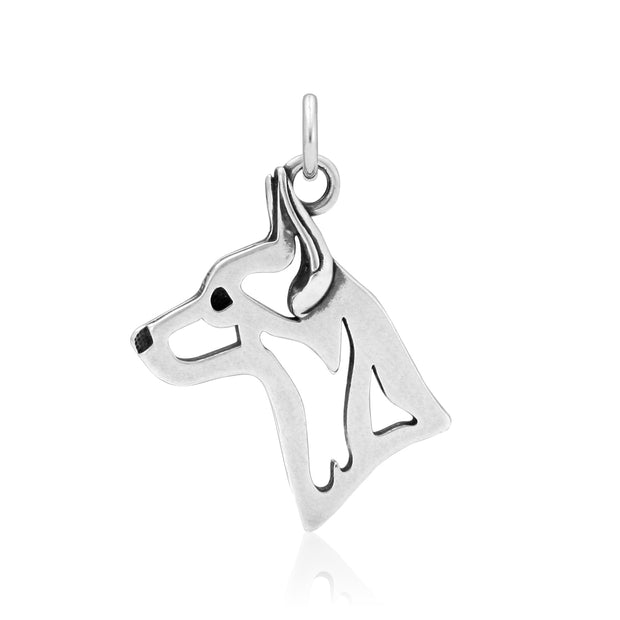 Sterling Silver Rat Terrier Pendant, Head