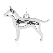 Rat Terrier Pendant Body Design with Squirrel in Sterling Silver.