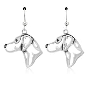 Rhodesian Ridgeback Earrings Head Design in Sterling Silver in French Hook.