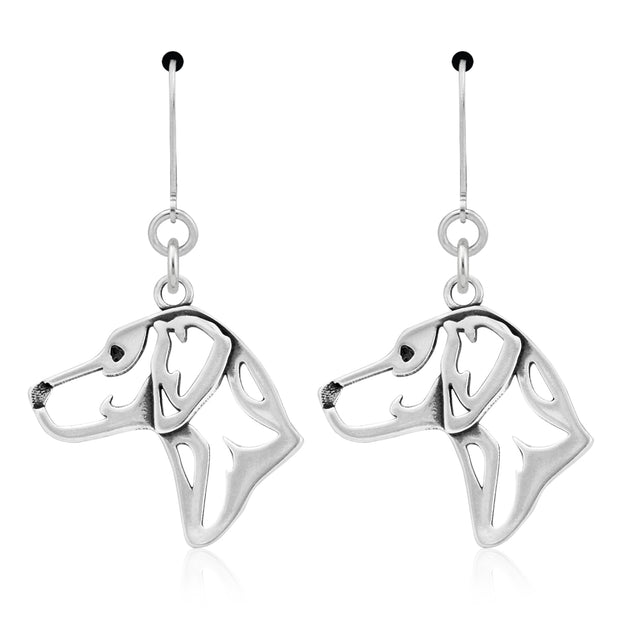 Rhodesian Ridgeback Earrings Head Design in Sterling Silver in Leverback.