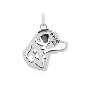 Rottweiler Pendant Head Design in Sterling Silver Back Side View.