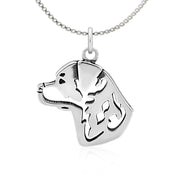 Rottweiler Necklace Head Design in Sterling Silver on Box Chain.