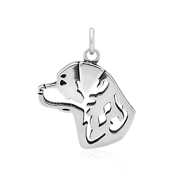 Rottweiler Pendant Head Design in Sterling Silver.