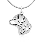 Rottweiler Necklace Head Design in Sterling Silver on Snake Chain.