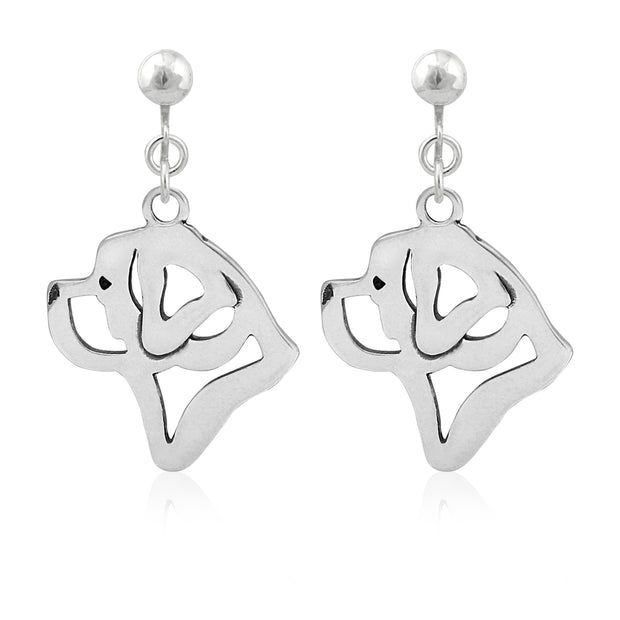 Saint Bernard Clip-On Earrings Head Design in Sterling Silver.