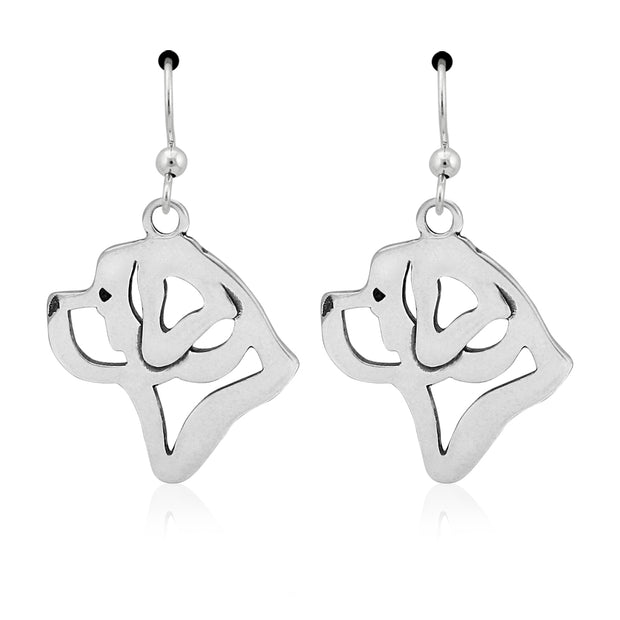 Saint Bernard Earrings Head Design in Sterling Silver in French Hook.