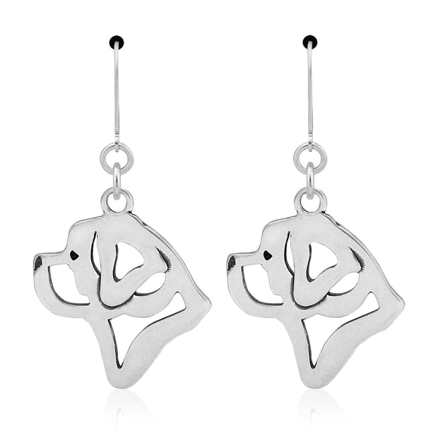 Saint Bernard Earrings Head Design in Sterling Silver in Leverback.