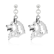 Samoyed Earrings Head Design in Sterling Silver in Dangle Post.