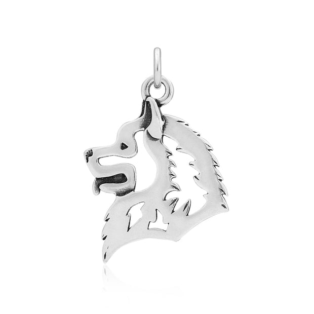 Samoyed Pendant Head Design in Sterling Silver.