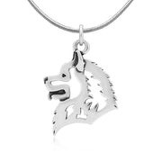 Samoyed Necklace Head Design in Sterling Silver on Snake Chain.