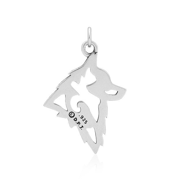 Schipperke Pendant Head Design in Sterling Silver Back Side View.