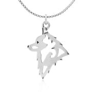 Schipperke Necklace Head Design in Sterling Silver on Box Chain.