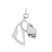 Schnauzer Pendant Head Design in Sterling Silver Back Side View.