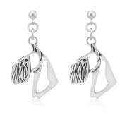 Schnauzer Earrings Head Design in Sterling Silver in Dangle Post.