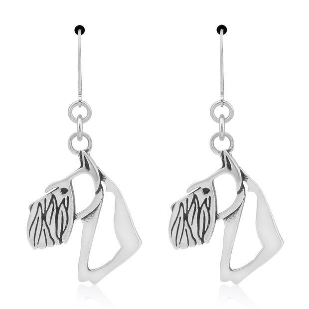 Schnauzer Earrings Head Design in Sterling Silver in Leverback.