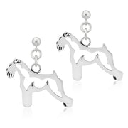 Schnauzer Earrings Body Design in Sterling Silver in Dangle Post.