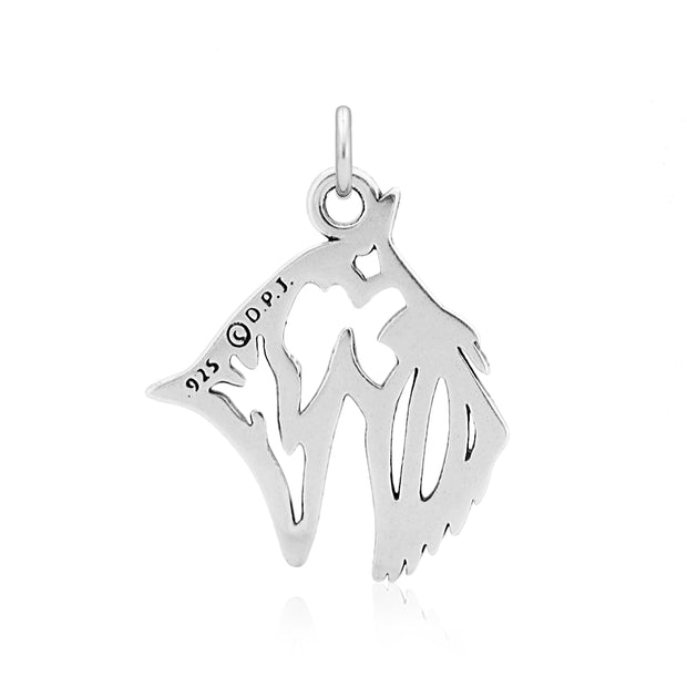 Scottish Terrier Pendant Head Design in Sterling Silver Back Side View.