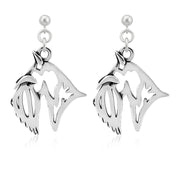 Scottish Terrier Earrings Head Design in Sterling Silver in Dangle Post.