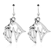 Scottish Terrier Earrings Head Design in Sterling Silver in French Hook.