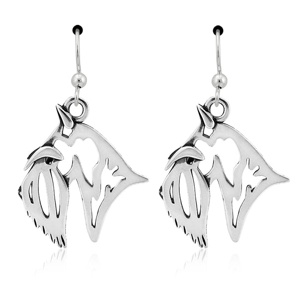 Scottish Terrier Earrings Head Design in Sterling Silver in French Hook.