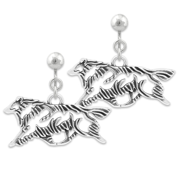 Shetland Sheepdog Clip-On Earrings Gaiting Body Design in Sterling Silver.