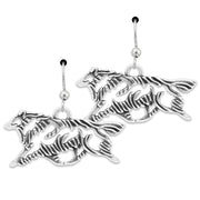 Shetland Sheepdog Earrings Gaiting Body Design in Sterling Silver in French Hook.