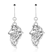 Shetland Sheepdog Earrings Head Design in Sterling Silver in Leverback.