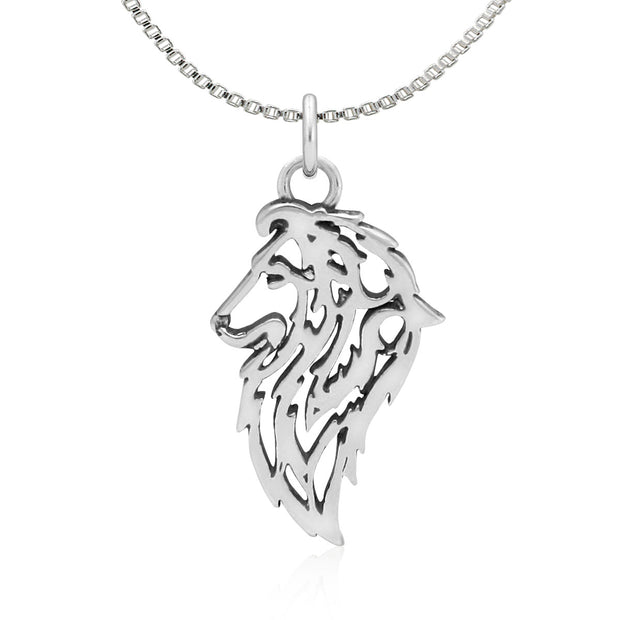 Sterling Silver Shetland Sheepdog Pendant, Head