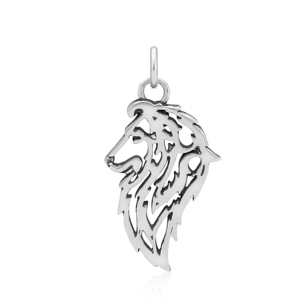 Sterling Silver Shetland Sheepdog Pendant, Head