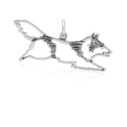 Shetland Sheepdog Pendant Jumping Body Design in Sterling Silver.