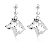 Shiba Inu Clip-On Earrings Head Design in Sterling Silver.