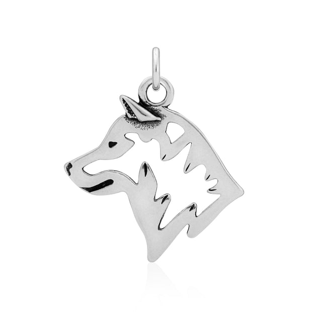 Shiba Inu Pendant Head Design in Sterling Silver.