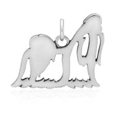 Shih Tzu Pendant Body Design in Show Cut in Sterling Silver Back Side View.