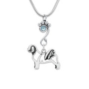 Shih Tzu Birthstone Necklace, Teddy Bear Cut Body