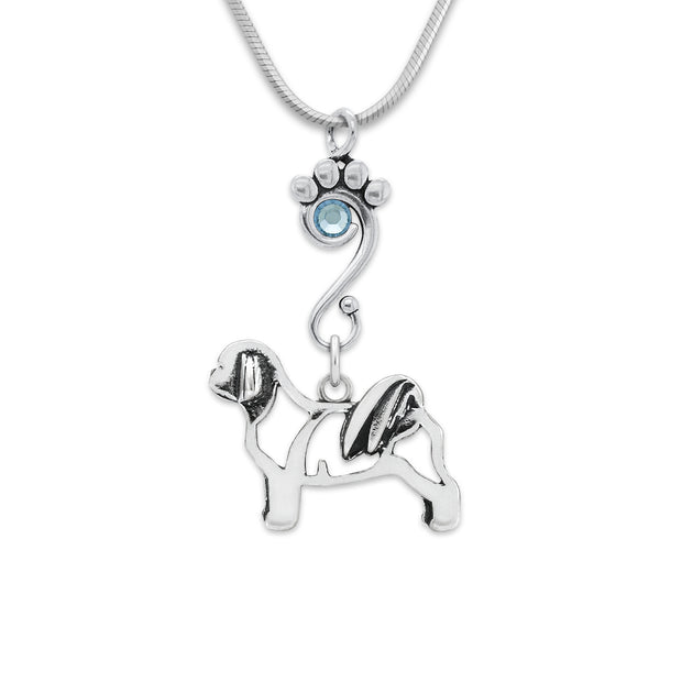 Shih Tzu Birthstone Necklace, Teddy Bear Cut Body