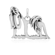 Shih Tzu Pendant Body Design in Show Cut in Sterling Silver.